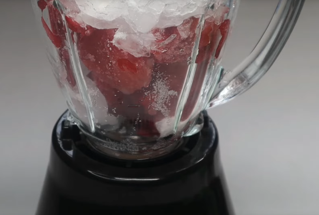 Strawberry Slushie Recipe Preparation in a Blender